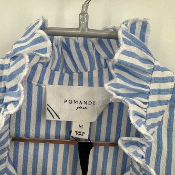 Pomander Place by Tuckernuck Blue Stripe Selena Maxi Dress sz M Puff Sleeve NWT - Picture 5 of 8